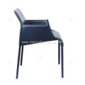 ltalian minimalist blue saddle leather armrest chairs